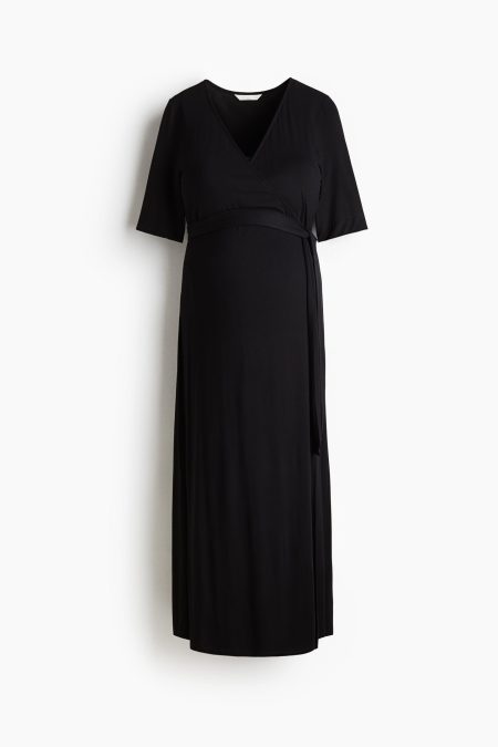 H & M - MAMA Voedingsjurk met overslag - Zwart