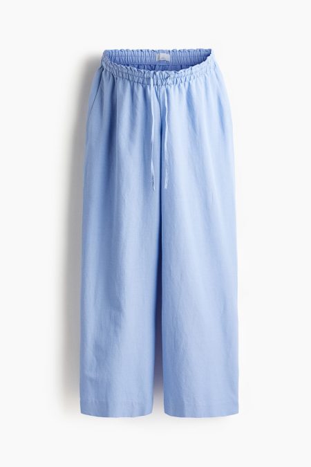 H & M - MAMA Before & After Broek van linnenmix - Blauw