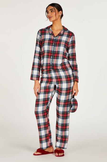 Hunkemöller Pyjama set check Twill Wit