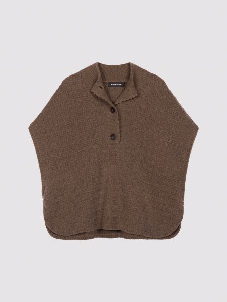 Luxe kasjmier poncho met textuur en losvallende pasvorm