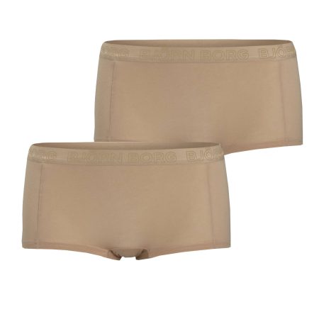 Björn Borg - Dames - Minishort Cotton Stretch 2-Pack - Beige - Maat 42