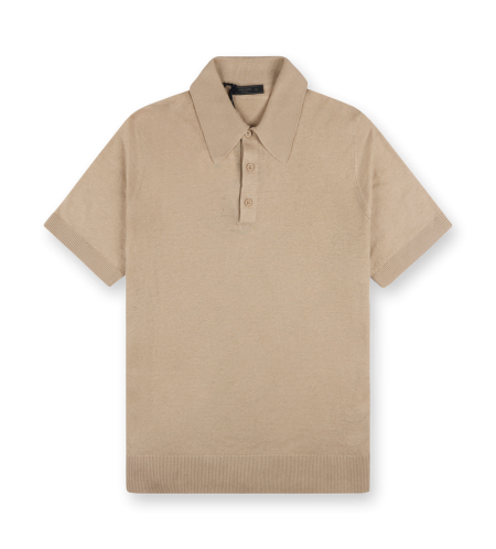 Fine-knit Polo Shirt Beige - 50