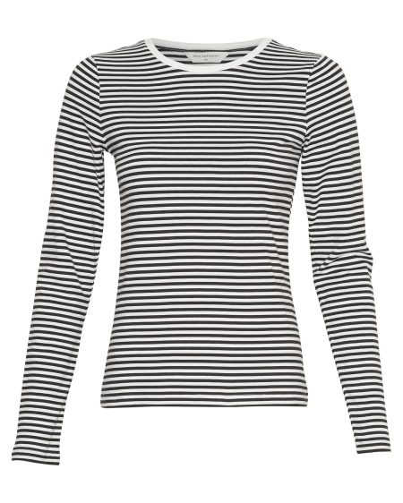 Msch Copenhagen Mschgemma Hadrea O Top Stp T-shirt Lange Mouw Egret Black