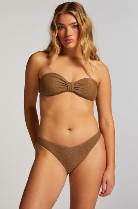 Hunkemöller Hoog uitgesneden Bikinibroekje Goldie Shimmer Geel