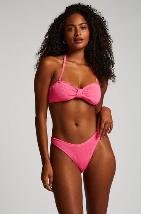 Hunkemöller Hoog uitgesneden Bikinibroekje Crinkle Roze