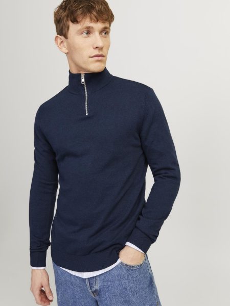 Jack & Jones Jjeemil Knit Half Zip Noos Trui Navy Blazer