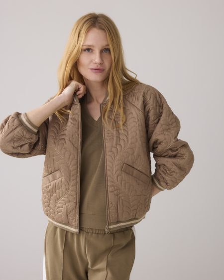 Summum Bomber Jacket Satin Quilted Jackets 703 Khaki