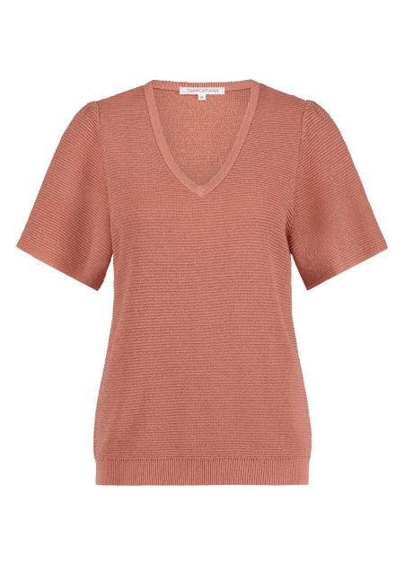Tramontana V-neck Lurex Jumper Y07-15-601 Trui 003625-papaya