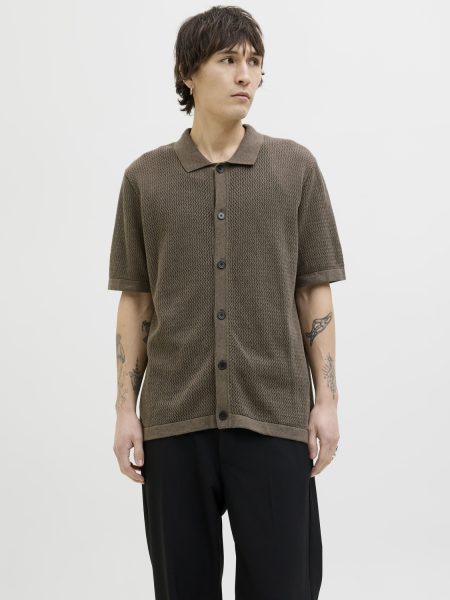 Jack & Jones Jprblaarto Knit Polo Ss Overhemd Rain Drum Melange