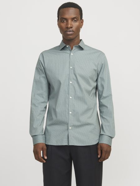 Jack & Jones Jprblablackpool Print L/s Shirt Sn Overhemd Stormy Sea