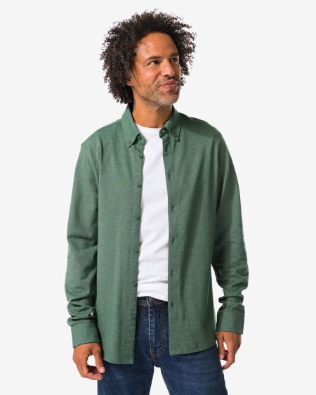 HEMA HEMA Herenoverhemd Billy Pique Donkergroen (donkergroen)