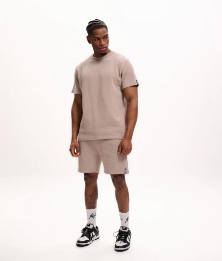 Malelions Signature Waffle Short Mm2-ss25-34 Korte Broeken 336 Taupe