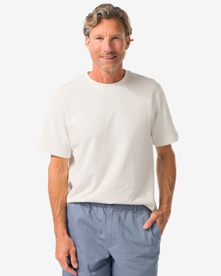 HEMA Heren T-shirt Relaxed Fit Structuur Gebroken Wit (gebroken wit)