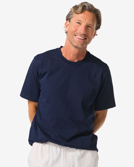 HEMA HEMA Heren T-shirt Relaxed Fit Donkerblauw (donkerblauw)
