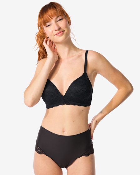 140 Medium Corrigerende String Hoge Taille Met Kant Zwart (zwart)