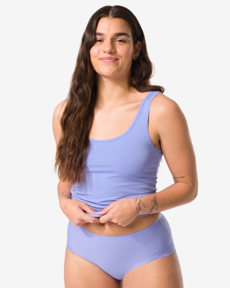 HEMA Medium Corrigerende Slip Hoge Taille Met Kant Blauw (blauw)