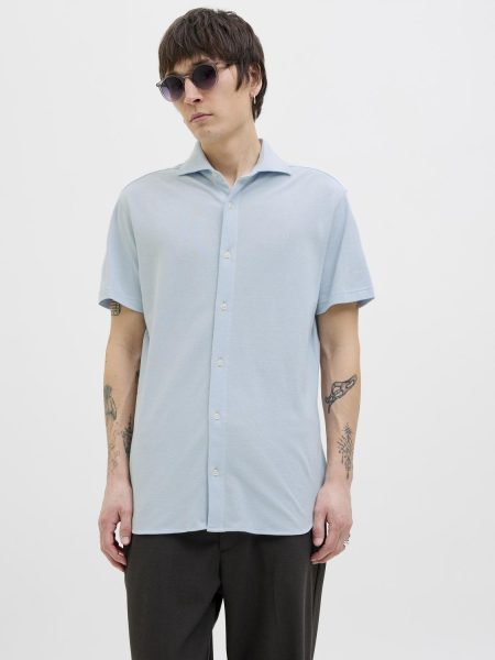 Jack & Jones Jprblalance Pique S/s Shirt Smu Overhemd Chambray Blue