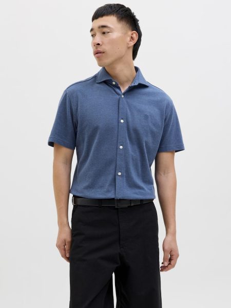 Jack & Jones Jprblalance Pique S/s Shirt Smu Overhemd Twilight Blue
