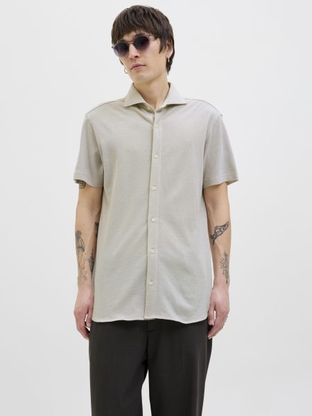 Jack & Jones Jprblalance Pique S/s Shirt Smu Overhemd Silver Lining