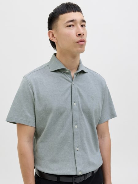 Jack - Jones Jprblalance Pique S/s Shirt Smu Overhemd Stormy Sea