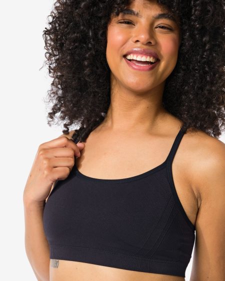 HEMA HEMA Voorgevormde Sporttop Light Support Zonder Beugel Naadloos Zwart (zwart)