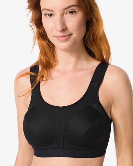HEMA HEMA Niet Voorgevormde Sportbh High Support Zonder Beugel Zwart (zwart)