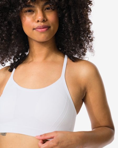 HEMA HEMA Voorgevormde Sporttop Light Support Zonder Beugel Naadloos Wit (wit)