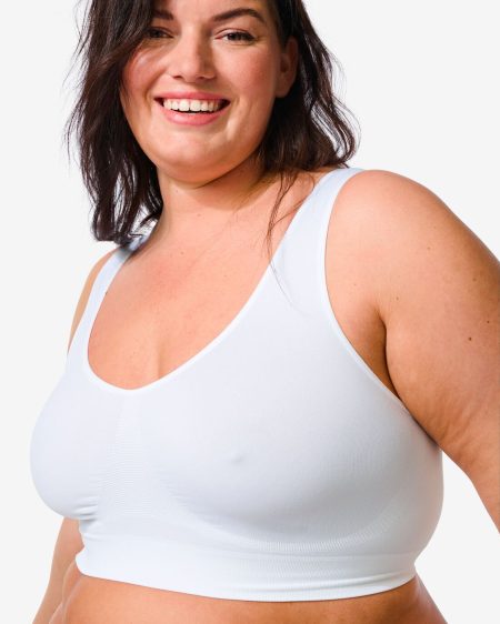 HEMA HEMA Niet Voorgevormde Top Zonder Beugel Naadloos Wit (wit)