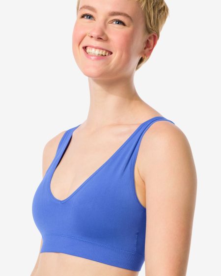 HEMA HEMA Naadloze Top Zonder Beugel Kobaltblauw (kobaltblauw)