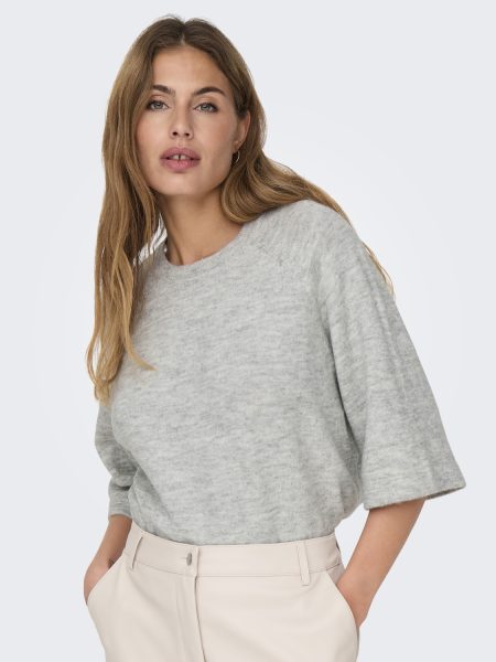 Only Onlsimoni 3/4 Pullover Knt Noos Trui Light Grey Melange