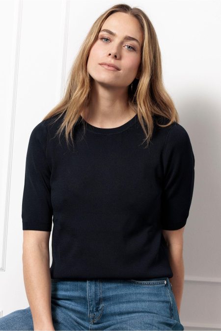 Studio Anneloes Lana Ssl Solid Pullover 91530 Trui Korte Mouw 6900 Dark Blue