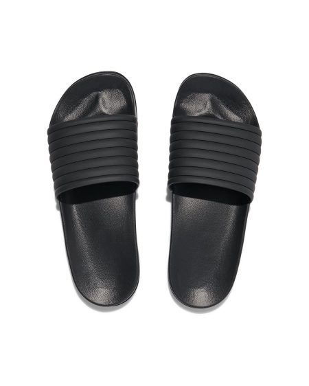 HEMA Heren Badslippers Met Ribbelband Zwart (zwart)