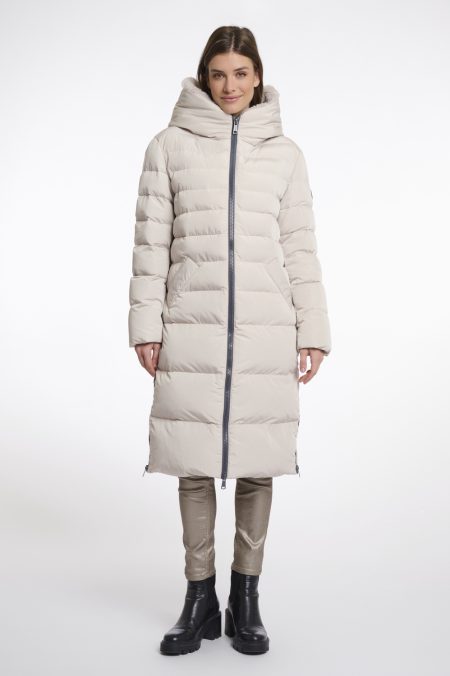Rino & Pelle Keilafur.7002511 Long Padded Hooded Coat Winterjassen 10509 Stone
