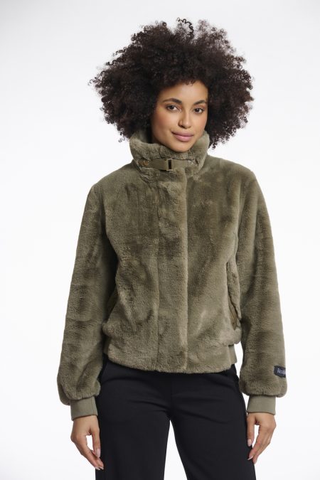 Rino & Pelle Ambra.7002511 Short Fake Fur Jacket Jackets 10867 Green Ash