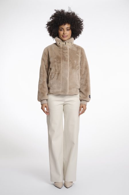 Rino & Pelle Ambra.7002511 Short Fake Fur Jacket Jackets 10866 Oat