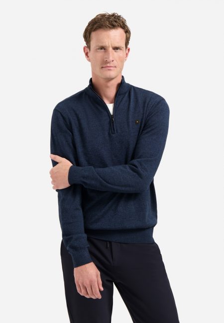 No- Excess Pullover Half Zip 2 Coloured Melange Trui 037 Navy