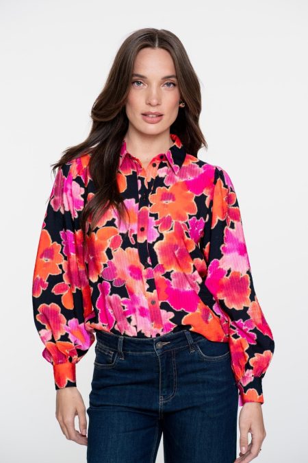 Geisha Blouse Print 53632-20 Blouse 420 Pink/black