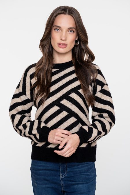 Geisha Pullover Stripes 54570-29 Trui 720 Sand/black