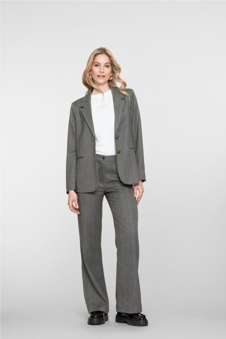 Geisha Pants Herringbone Stones 51532-10 Broek 950 Anthracite Stones