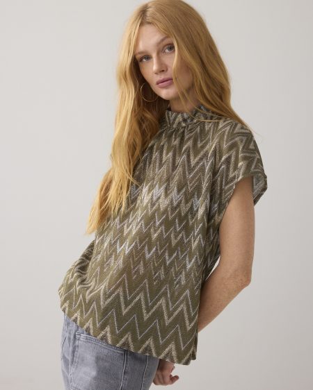 Summum Top Zig Zag Lurex 3s5177-30718 T-shirt Korte Mouw 655 Dark Camo