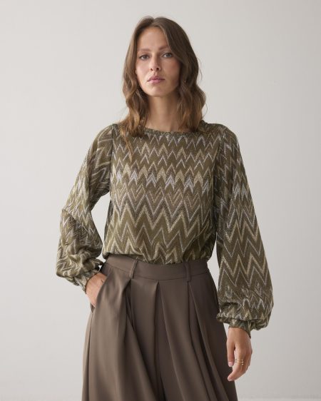 Summum Top Long Sleeve Zig Zag Lurex 3s5178-30718 T-shirt Lange Mouw 655 Dark Camo