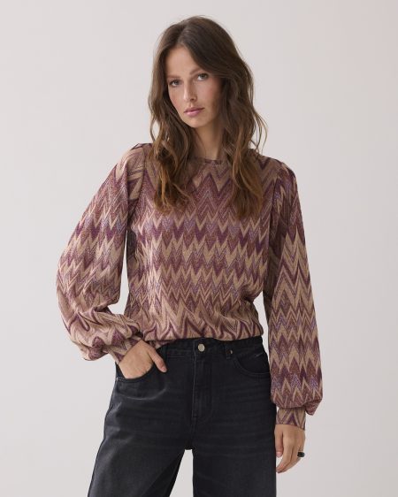 Summum Top Long Sleeve Zig Zag Lurex 3s5178-30718 T-shirt Lange Mouw 315 Sheer Violet