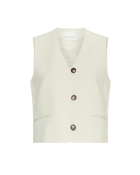 Msch Copenhagen Mschrosina Michelle Short Waistcoat 19551 T-shirt Korte Mouw Fog Mel