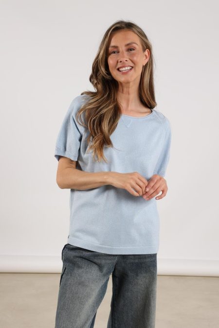 Nukus Anita Top Lurex Nks01085 T-shirt Korte Mouw 265 Ice