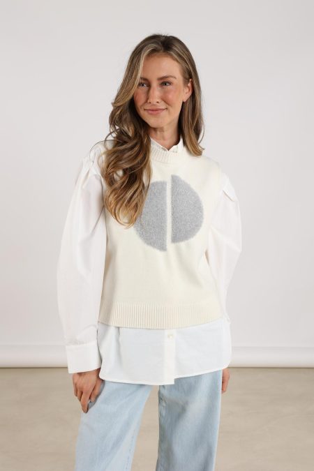 Nukus Intarsia Spencer Nkf07000 Gilets 17 Off White