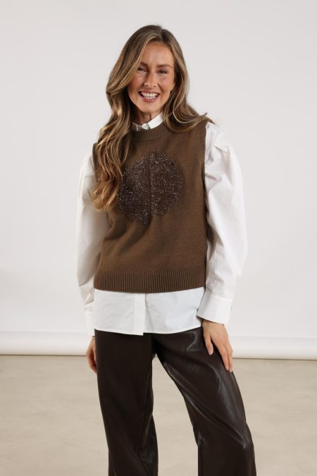 Nukus Intarsia Spencer Nkf07000 Trui 65 Fango