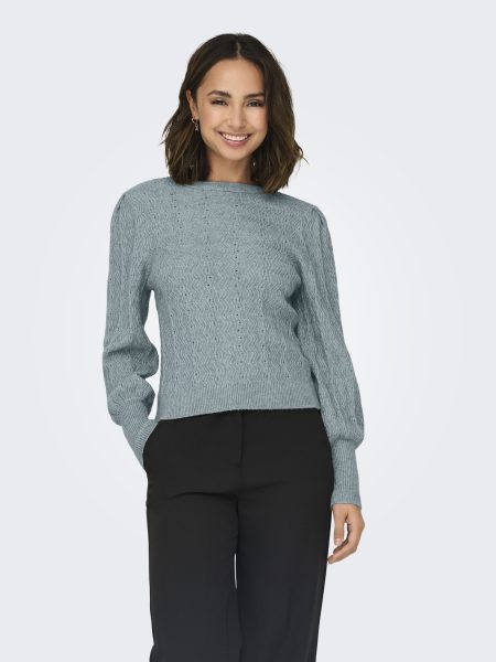 Only Onlkatia Ls Struc Puff Oneck Cc Knt Trui 4778152 Arona Melange