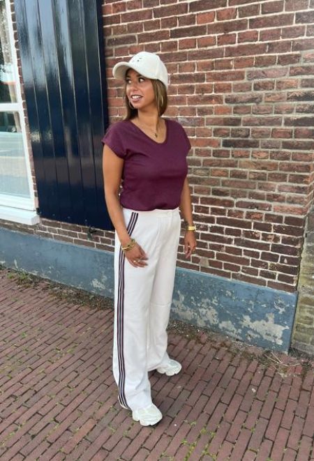 Only Onlkira-mellie Life Hw Panel Wide Cc Pnt Broek 4787059 Pumice Stone W. Mauve Wine