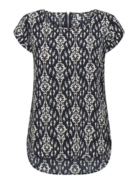 Only Onlvic S/s Aop Top Noos Wvn T-shirt Korte Mouw Total Eclipse Felina Simple Etchnic