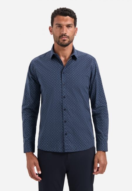 No- Excess Shirt Strech Allover Printed 29430927 Overhemd 078 Night